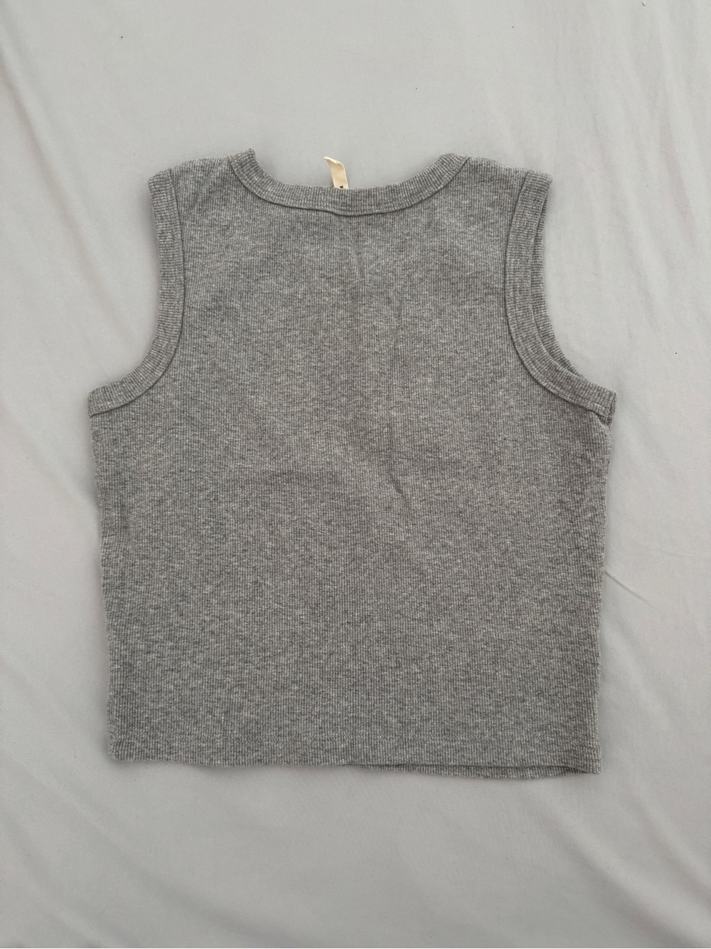 Women's Ribbed Gray Muscle Tee - Picture 2 of 3